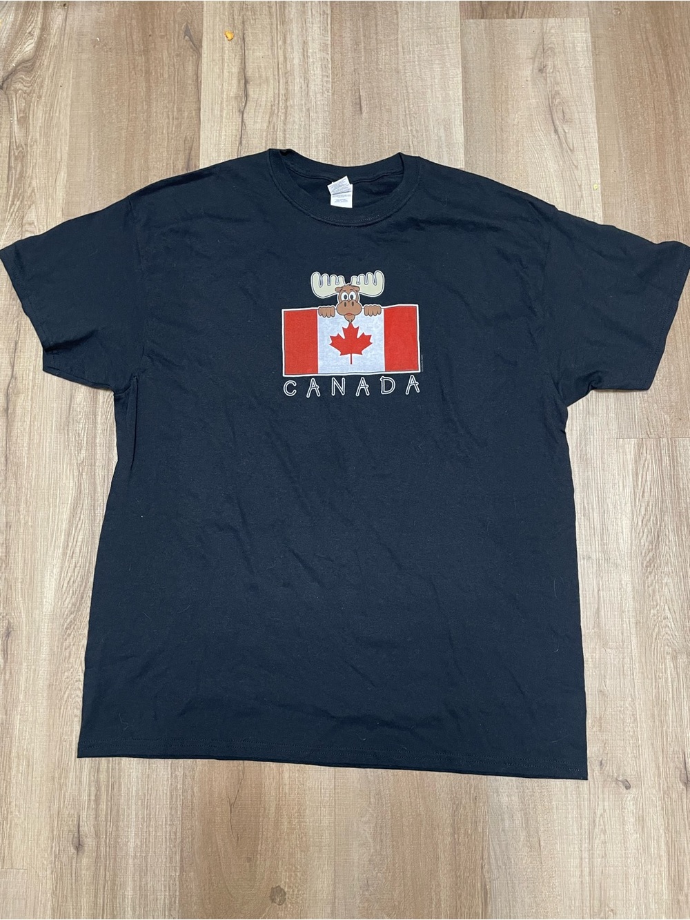 Gildan Black Short Sleeve Tee with Canada Flag and Moose Graphic